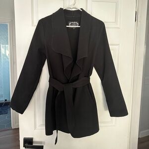 Black Coat with removable tie belt